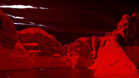 Crimson Horizon in a Surreal Landscape wallpaper
