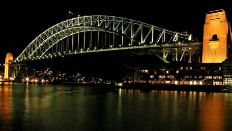 Sydney's Iconic Harbour Bridge at Night wallpaper