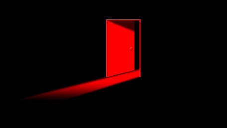 Red Door Illuminated in Darkness wallpaper
