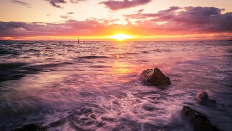 Golden Horizons Over the Serene Sea wallpaper
