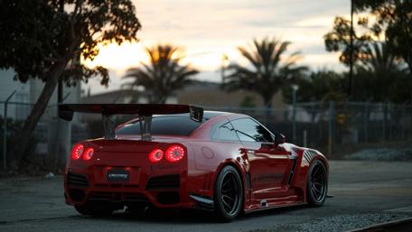 Red Nissan GTR R35 at Sunset wallpaper