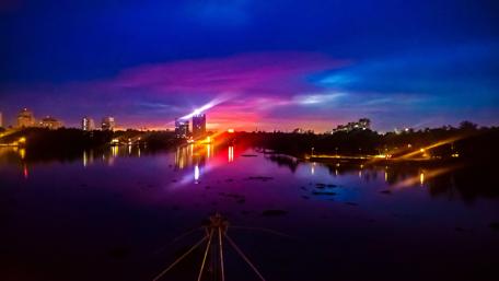 Serene Nightscape of Kerala City Lights Glow wallpaper