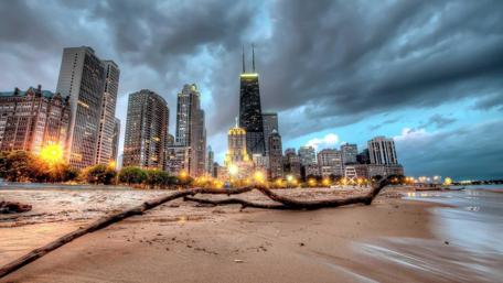Sandy beach in Chicago wallpaper