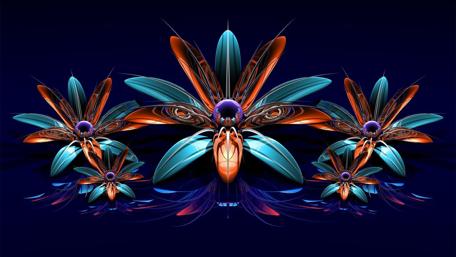 Glittering 3D Flower Explosion wallpaper