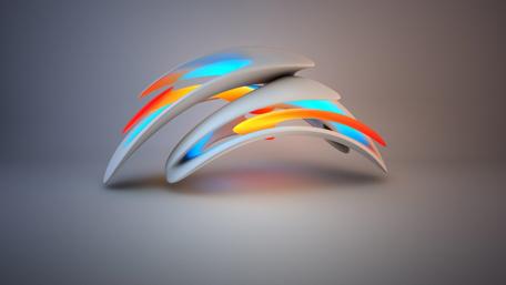 Sleek 3D Curves with Vibrant Accents wallpaper