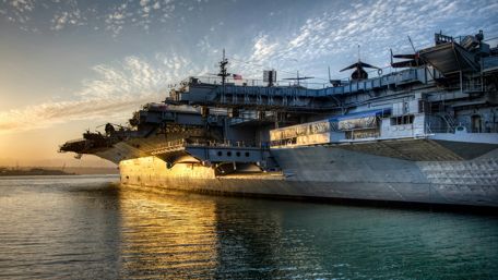 Majestic Naval Carrier at Sunset wallpaper