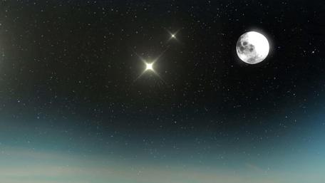 Full Moon Over Starry Night Sky in 4K wallpaper