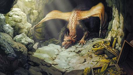 Majestic Dragon in the Treasure Cave wallpaper