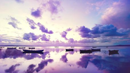Serene Reflection Under a Purple Sky wallpaper