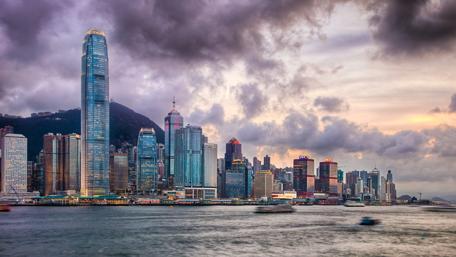 Dynamic Hong Kong Skyline Overcast View wallpaper