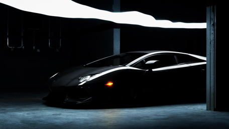 Sleek Black Lamborghini Aventador in Darkness wallpaper