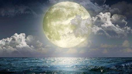 Lunar Majesty Over Tranquil Seas wallpaper