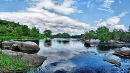 Serene River Landscape in Tamil Nadu wallpaper
