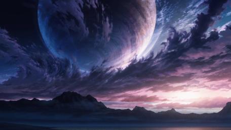 Celestial Dreamscape with a Distant Planet wallpaper