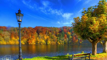 Autumn Serenity by the Riverside wallpaper