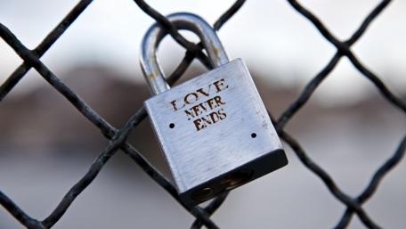 Forever Love Padlock on Fence wallpaper