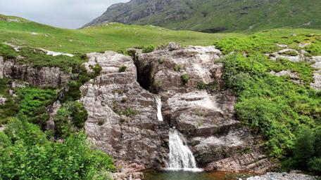 Serene Highland Waterfall in Scotland wallpaper