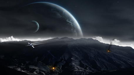 Mystical Planetary Landscape Beyond Time and Space wallpaper