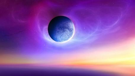 Cosmic Serenity in Purple Hues wallpaper