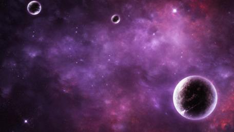 Mysterious Planets in a Purple Cosmos wallpaper