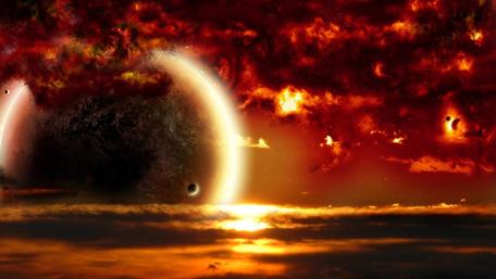 Celestial Dreams in a Fiery Sky wallpaper