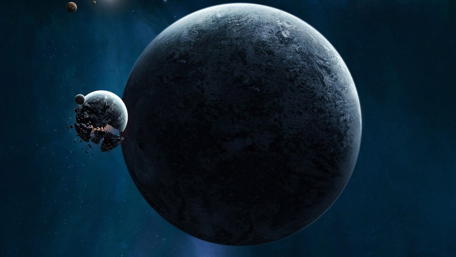 Majestic Cosmic Landscape with Distant Planets wallpaper