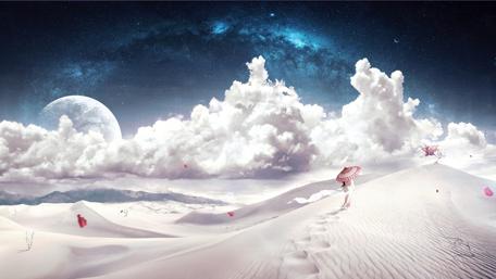 Dreamscape in a Futuristic World of Sand Dunes and Stars wallpaper