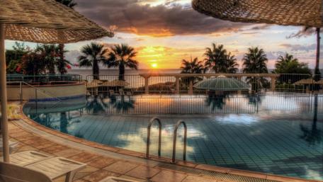 Serene Summer Sunrise Resort wallpaper