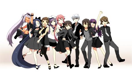 Future Diary Characters Unite in Style wallpaper