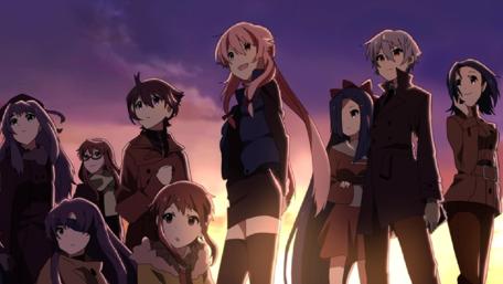 Mirai Nikki Characters at Sunset wallpaper