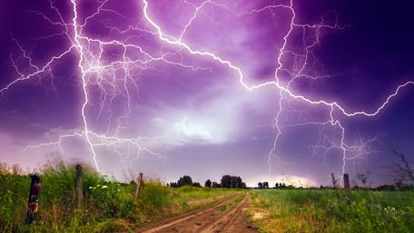 Electric Fury Over a Serene Meadow wallpaper