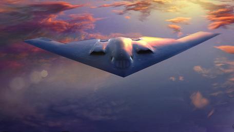 B-2 Spirit Stealth Bomber in Sunset Skies wallpaper