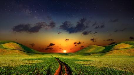 Starry Night Over Rolling Hills wallpaper