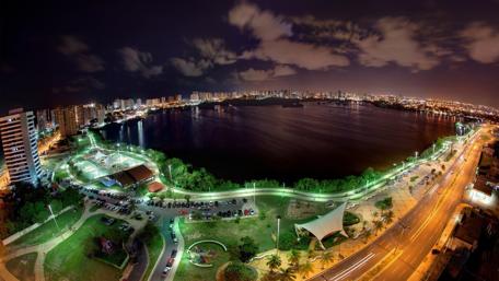 Night Skyline Over Lagoa da Jansen Sao Luís wallpaper