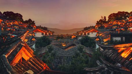 Traditional Chinese Town at Dusk wallpaper