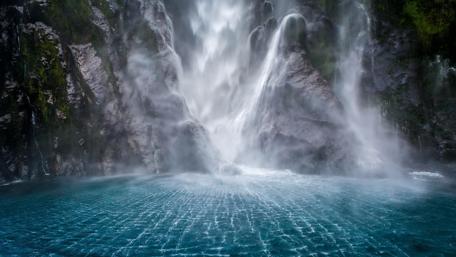 Majestic Milford Sound Waterfall wallpaper
