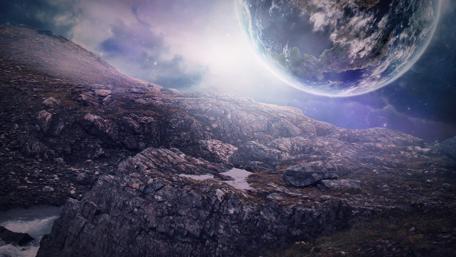 Futuristic Landscape of Alien Planet Surface wallpaper