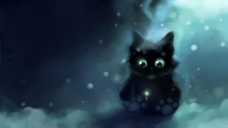Cute black cat illustration wallpaper
