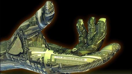 Human-like robot hand wallpaper