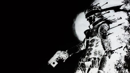 Shadowed Warrior in Monochrome wallpaper