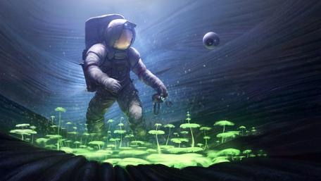 Astronaut on a new planet wallpaper