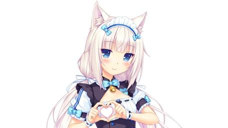 Enchanting Anime Catgirl Heart Gesture wallpaper
