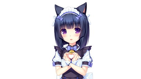 Cat-Eared Maid with Purple Eyes wallpaper