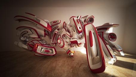 Futuristic Sound System Design in 3D Art wallpaper