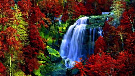 Waterfall in autumn wallpaper