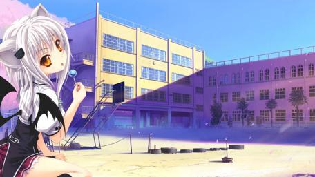 Anime Schoolyard Adventure wallpaper