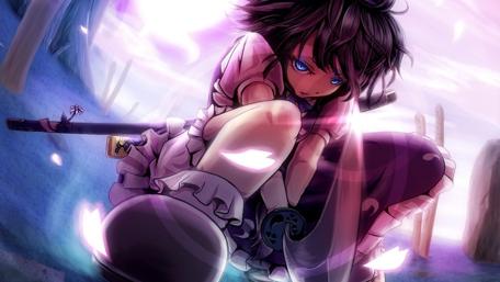 Warrior in Blossoming Shadows and Light wallpaper