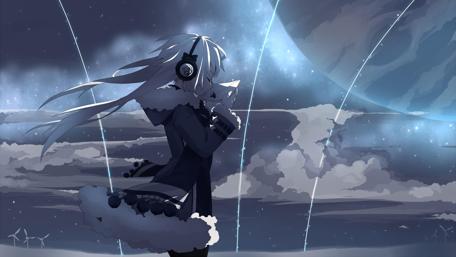 Ethereal Winter Night in Anime World wallpaper