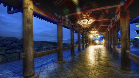 Kyoto - Otagi Nenbutsu-ji Temple at night wallpaper