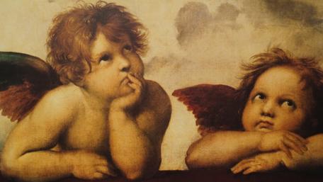 Sistine Madonna painting by Raphael wallpaper